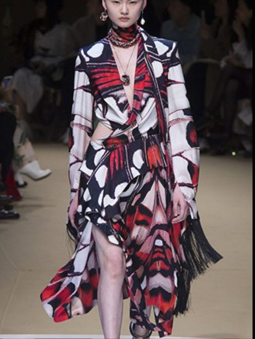 Alexander McQueen Tiger Wing Butterfly Draped Dress Size 40